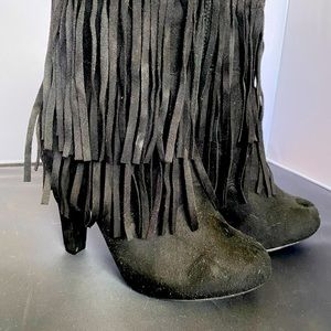 Black Fringe Boots. Never worn black